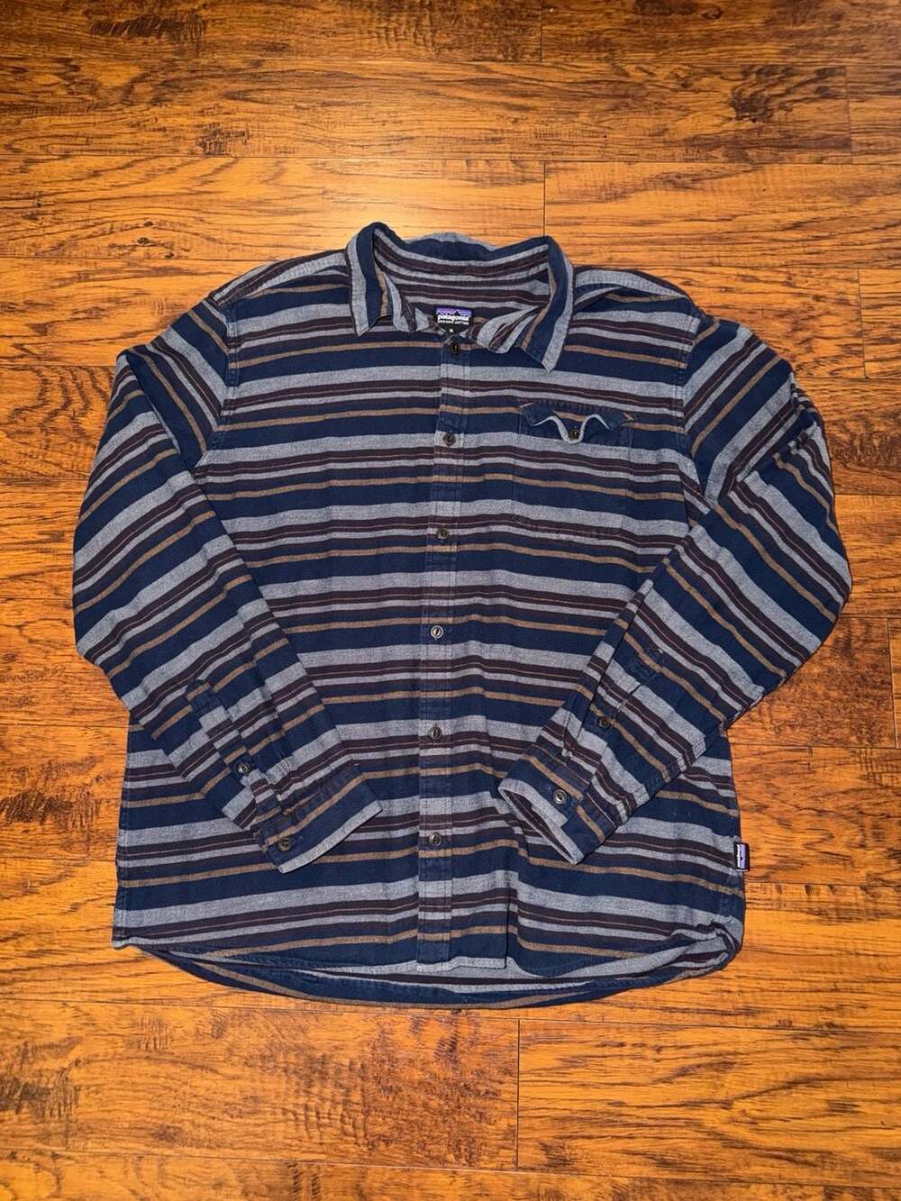 Patagonia Organic Cotton Flannel Shirt Size XL Striped Button Up